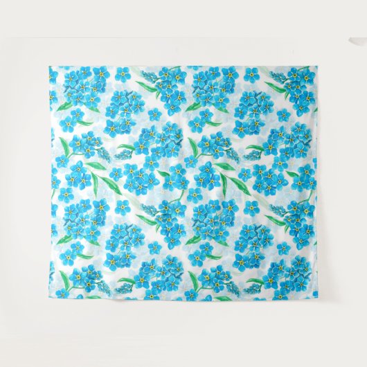 Tenture Oubliez-moi pas les fleurs d'aquarelle (Devant (Horizontal))