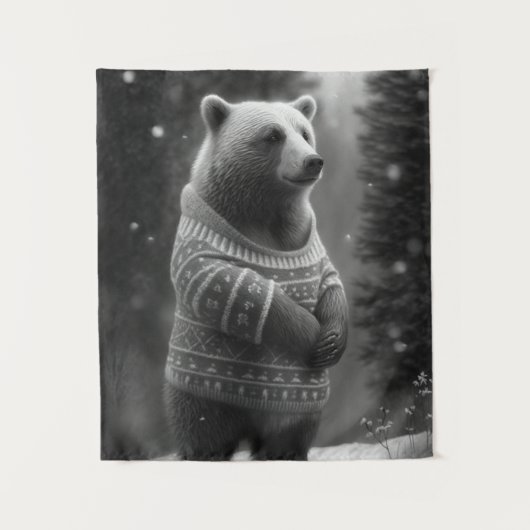 Tenture Ours adorable portant un doux douillet (Devant)