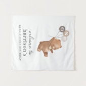 Tenture Ours avec 3 Ballons Brown Affiche de bienvenue (Devant (Horizontal))