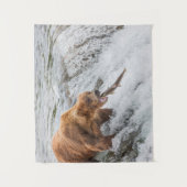 Tenture Ours brun attrape un saumon rouge (Devant)