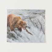 Tenture Ours brun attrape un saumon rouge (Devant (Horizontal))