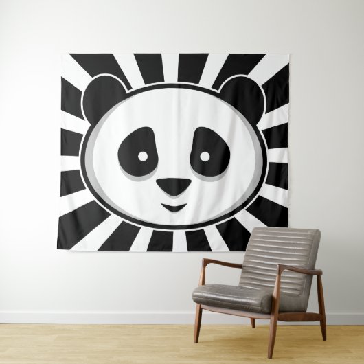 Tenture Ours de panda géant - Adorable panda blanc noir (En situation (horizontale))