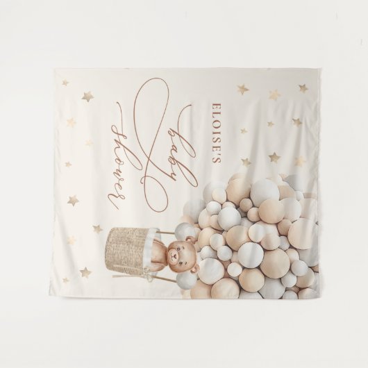 Tenture Ours en peluche ballon neutre à peine attendre Bab (Devant (Horizontal))