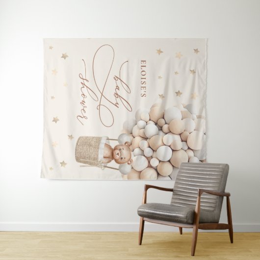 Tenture Ours en peluche ballon neutre à peine attendre Bab (En situation (horizontale))