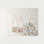 Tenture Ours en peluche bleu ballon attend avec impatience (Devant (Horizontal))