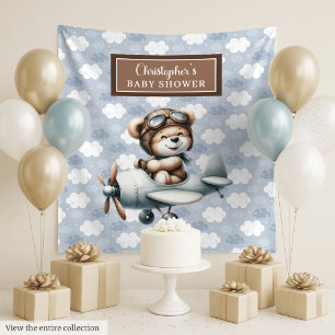 Tenture Ours en peluche chic Pilote Bleu Brun Célébration