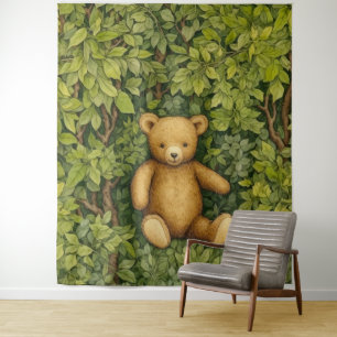 Tenture Ours en peluche dans la forêt de style Art nouveau