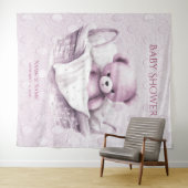 Tenture Ours en tourbe rose dans le panier (En situation (horizontale))
