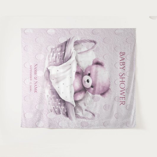 Tenture Ours en tourbe rose dans le panier (Devant (Horizontal))