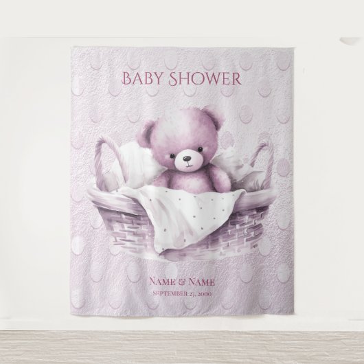 Tenture Ours en tourbe rose dans le panier (Devant)