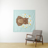 Tenture Ours maman et ours bébé sur Aqua Blue (En situation (horizontale))