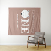 Tenture Ours polaire un animal mignon premier anniversaire (En situation (horizontale))