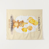 Tenture Ours premier anniversaire Ours jaune fond (Devant (Horizontal))