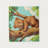 Tenture Ourson mignon grimpant à un arbre (Devant)