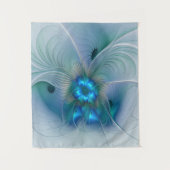 Tenture Ovations debout, Fractale abstraite bleu turquoise (Devant)