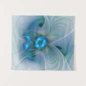 Tenture Ovations debout, Fractale abstraite bleu turquoise (Devant (Horizontal))