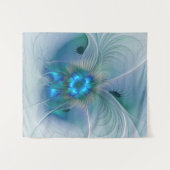 Tenture Ovations debout, Fractale abstraite bleu turquoise (Devant (Horizontal))