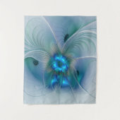 Tenture Ovations debout, Fractale abstraite bleu turquoise (Devant)