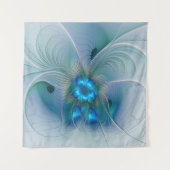 Tenture Ovations debout, fractale bleue turquoise abstrait (Devant)