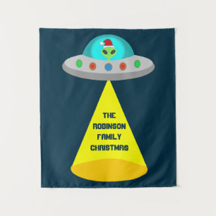 Tenture OVNI de Noël Ho Ho Alien soucoupe volante Personna