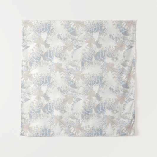 Tenture owl Feathers, gray, beige and blue, bird, light, (Devant (Horizontal))