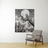 Tenture Owl Moon Tapestry | Dark Forest Art  (En situation)