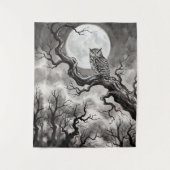 Tenture Owl Moon Tapestry | Dark Forest Art  (Devant)