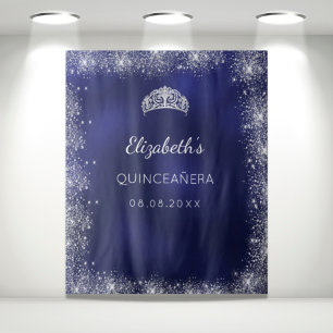 Tenture Paillette argentée bleu marine pour Quinceanera