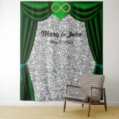 Tenture Paillettes d'argent Rideau vert infini or (En situation)