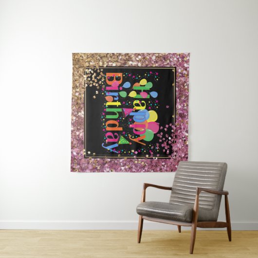 Tenture Paillettes de fête d'anniversaire (En situation (horizontale))