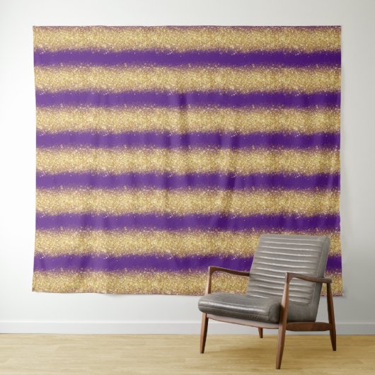 Tenture Paillettes de luxe violettes et or (En situation (horizontale))