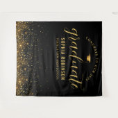 Tenture Paillettes dorées diplômé 2024  Fête de fin d'étud (Devant (Horizontal))