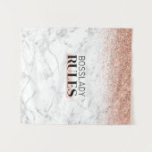 Tenture Paillettes Or Rose Marbre Blanc Logo BossLady Rule (Devant (Horizontal))