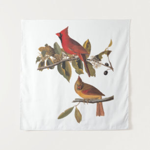 Tenture Paire de cardinaux d'Audubon dans un arbre d'amand