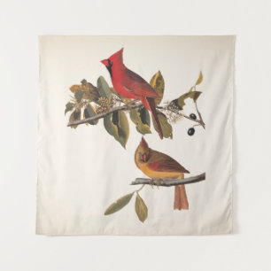 Tenture Paire de cardinaux d'Audubon dans un arbre d'amand