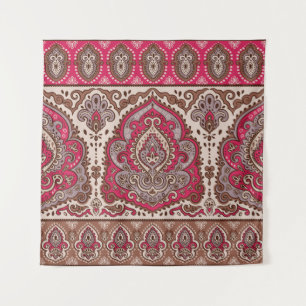 Tenture Paisley floral indien, motif de mandala ethnique.