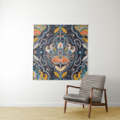 Tenture Paisley floral seamless pattern. Dark backdrop wit (En situation)