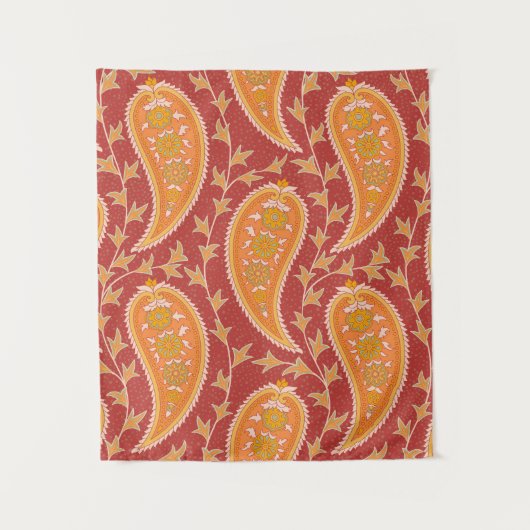 Tenture Paisley motif. Concombre turc. Maroon-orange c (Devant)