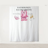 Tenture Pajamas Prosecco Pink Bachelorette Party Contexte (Devant)