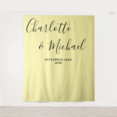 Tenture Pale Yellow Script Minimalist Wedding Backdrop (Devant)