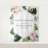 Tenture Palm Feuille Hibiscus Tropical Mariage Contexte (Devant)