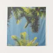 Tenture Palm Feuilles Photo Tropical Summer Sky Retro Vibe (Devant (Horizontal))