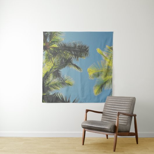 Tenture Palm Feuilles Photo Tropical Summer Sky Retro Vibe (En situation)