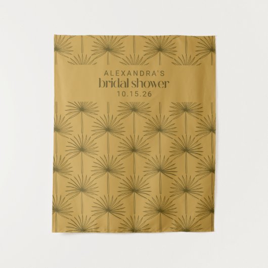 Tenture Palm Leaf Botanical Moutarde Mariage Sur Mesure (Devant)