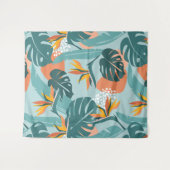 Tenture Palme tropicale feuilles hibiscus et formes motif (Devant (Horizontal))