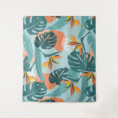 Tenture Palme tropicale feuilles hibiscus et formes motif (Devant)