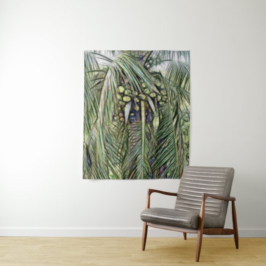 Tenture Palmier de coco moderne Vert tropical (En situation)