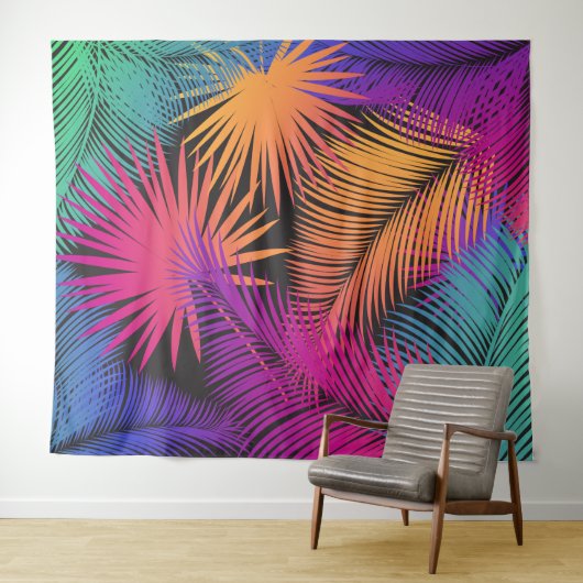 Tenture Palmier tropical Feuille Jungle Rainbow (En situation (horizontale))