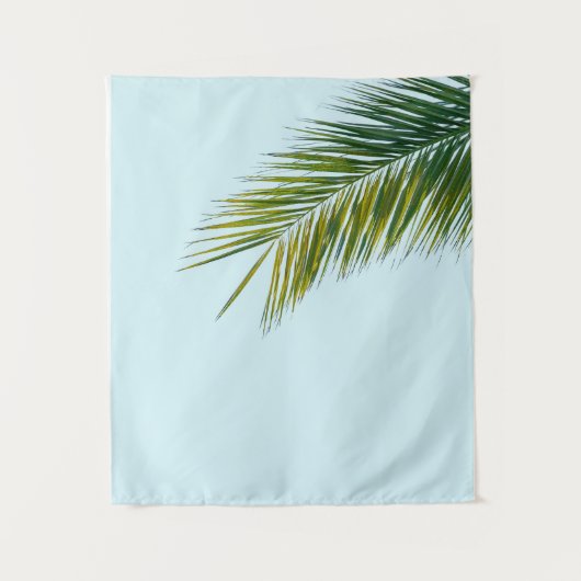 Tenture Palmier Vert Tropical sur Fond Bleu Clair (Devant)