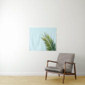 Tenture Palmier Vert Tropical sur Fond Bleu Clair (En situation (horizontale))